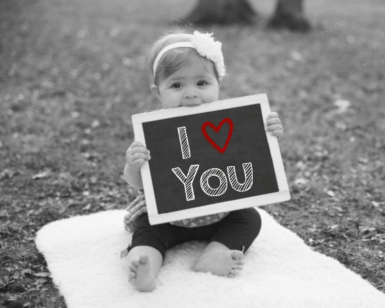 I Love You, Printable Chalkboard Sign, Baby Photo Prop, Gift For Dad, Gift For Mom, Anniversary Gift For Husband, Valentine's Day Gift image 1