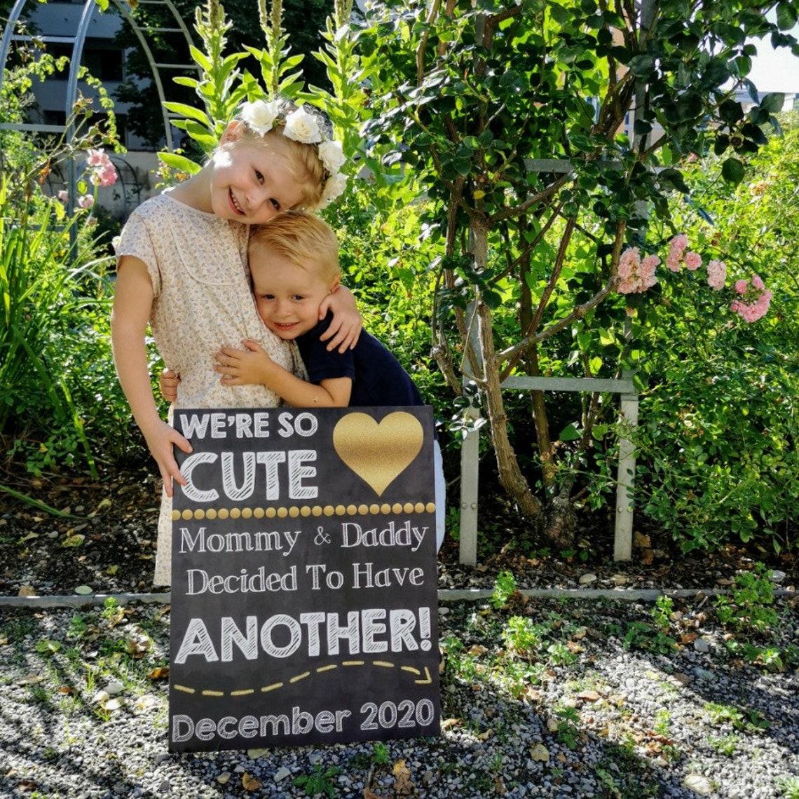 3rd Pregnancy Announcement Pregnancy Chalkboard Baby Reveal - Etsy