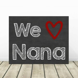 We Love Nana, Printable Chalkboard Sign, Baby Photo Prop, Gift For Nana, Mother's Day Gift, Grandparents Day Gift, New Grandma Gift image 2