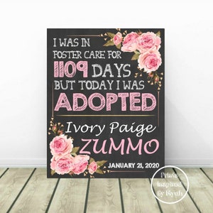 Adoption Announcement Sign, Adoption Photo Prop, Adoption Printable, Girl Adoption, Gotcha Day Sign, Adoption Gift, Adoption Chalkboard