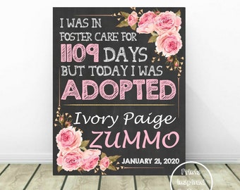 Signo de anuncio de adopción, Prop fotográfico de adopción, Adopción imprimible, Adopción de niñas, Letrero del día de Gotcha, Regalo de adopción, Pizarra de adopción