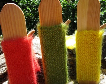 Mitten wrist warmers in Mohair and silk