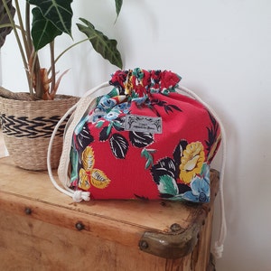 Sac à projet tricot, crochet, broderie cousu main