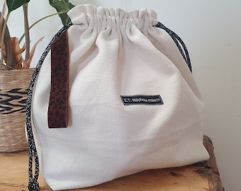 Hand-sewn knitting, crochet and embroidery project bag