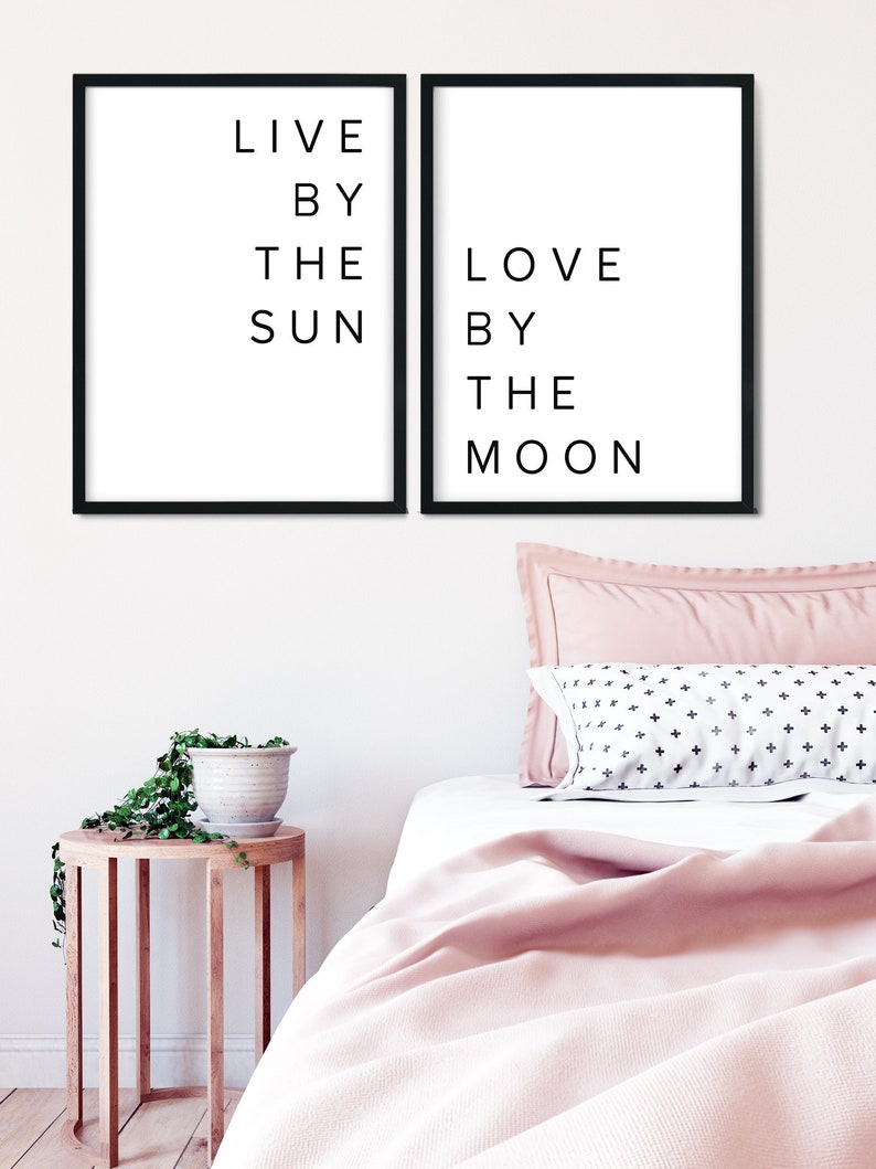 Live By The Sun, Art Print Above Bed, Decor Above Bed, Set of 2 Prints, Trending Now, Above Bed Art, Large Posters, Extra Large Wall Art image 2