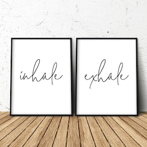 Inhale Exhale, Inhale Exhale Print, Pilates Print, Set of 2 Bedroom Prints, Yoga Poster, Yoga Print, Inhale Exhale Poster, Inhale Exhale Art image 1