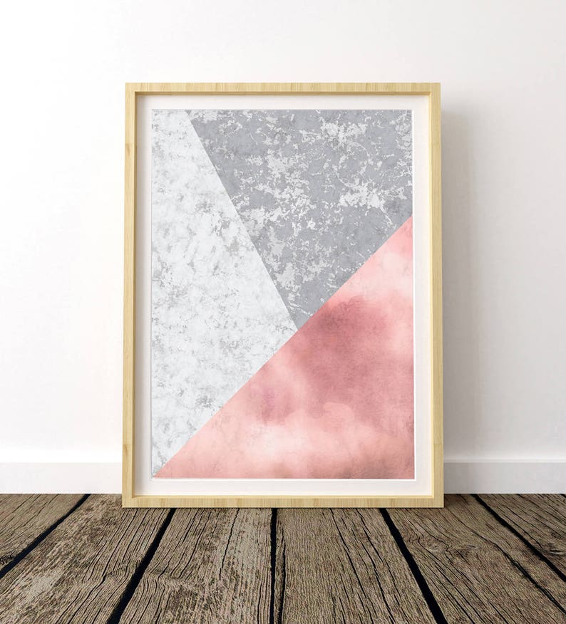 Marble Wall Decor Rose Print Gold Watercolor Scandinavian Style