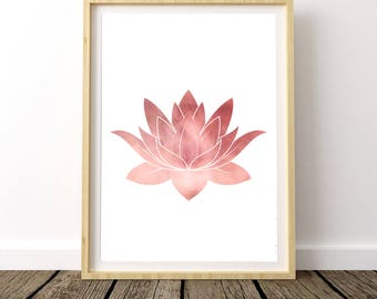 Lotus Flower, Yoga Gift For Mom, Boho Girl Wall Decor, Yoga Print Art, Wife Boho Gift, Watercolor Lotus Flower, Boho Gift For Mom