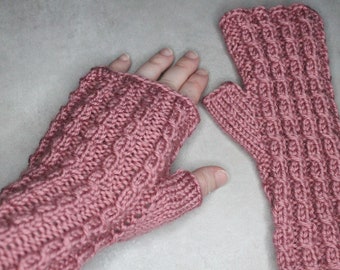 Sweetheart Fingerless Mitts, Digital Knitting Pattern PDF, How To Knit Fingerless Mitts Instructions, Knitting Pattern Download