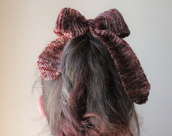 Knitted Hair Bow Accessory, PDF Digital Knitting Pattern, Game-Changer Garter Bow, Mini-Skein Knits