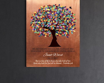 Autism Teacher Gifts Special Needs Teacher Puzzle Pieces Proverbs 3:18 Retirement Gifts Personalized Canvas Paper or Metal Plaque 1497
