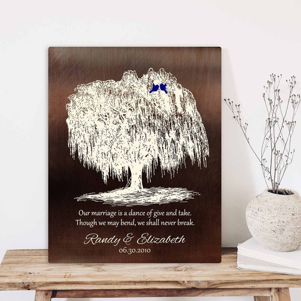 9th Anniversary Gift Willow Tree Bronze Anniversary Gift For Wife Gift for Husband 9 Years Personalized Canvas Paper Metal Print 1380