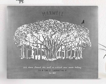 Banyan Tree on Tin 10th Anniversary Gift for Husband Tree Roots Song of Solomon Entryway Decor Personalized Canvas Paper or Metal 1808