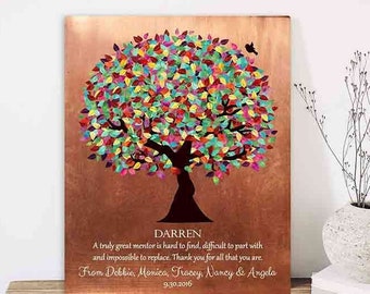 Mentor Gift Retirement Teacher Gifts for Women Colorful Tree Copper Thank You Mentor Boss Going Away Gift on Paper Canvas or Metal 1408