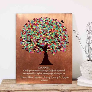 Mentor Gift for Retirement, Teacher, Gifts for Women, Colorful Tree Copper, Thank You, End of Rotation, Paper, Canvas, Metal Plaque 1408