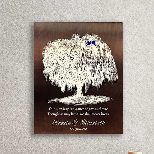 Willow Tree Anniversary Gift for 9 Year Anniversary Gift for Husband Bronze Anniversary Gift 9th Anniversary Canvas Art or Metal Plaque 1380