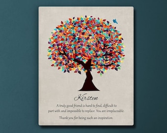 Friendship Thank You Gift Best Friend Gift Inspirational Message Colorful Tree Mentor Gift Personalized Art Plaque or Canvas Art Gift 1492