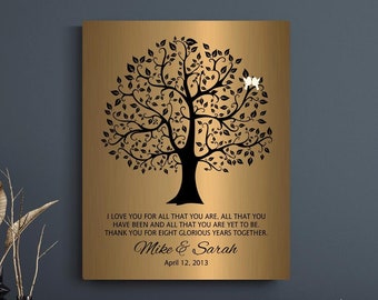21st Anniversary Gift, Couple, Brass Anniversary, 21 Year Anniversary Gift for Him, 8th Anniversary, Personalized, Metal Plaque, Canvas 1378