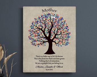 Personal Gift For Mom, Mom Family Tree, Giftful Mom Poem, Personal Gift for Parent, Gifted Plaque for Mom Custom Canvas or Metal Plaque 1461