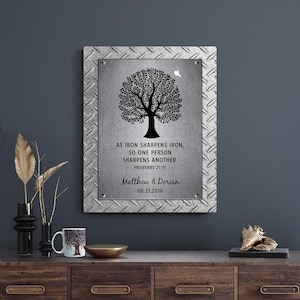 6 Year Anniversary, Iron Sharpens Iron, Gift for Him, Proverbs 27, His and Hers Gift, 6th Anniversary, Iron Anniversary, Metal Plaque 1901