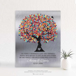 Colorful Tree on Tin 10 Year Anniversary Gift 10th Anniversary Gift for Wife Gift for Her Personalized Canvas Paper or Metal Print 1208