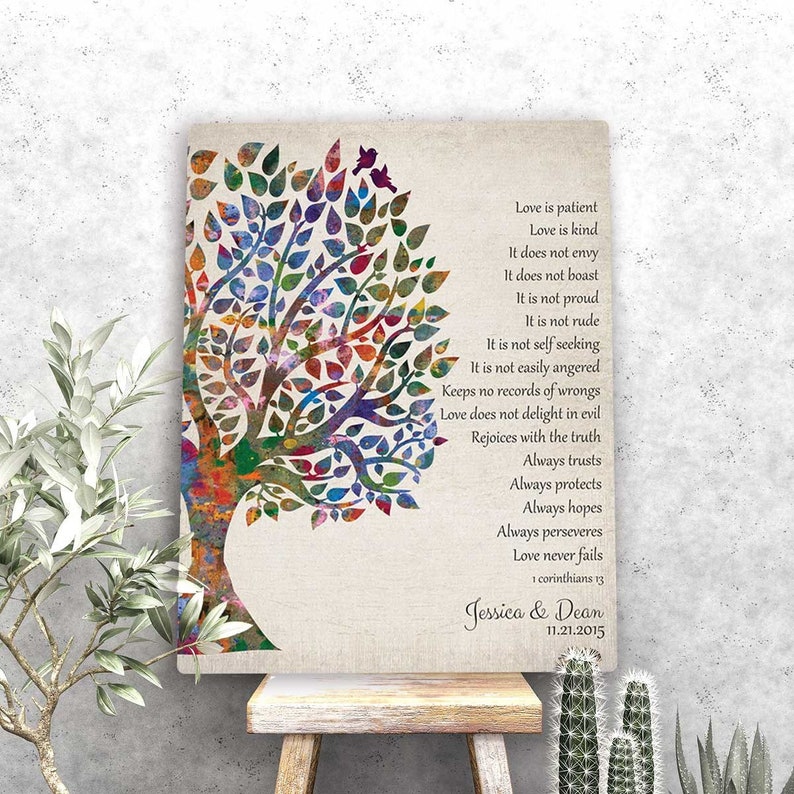 Wedding Anniversary Gift, 1 Corinthians 13, First, 2nd, 50th, Gift for