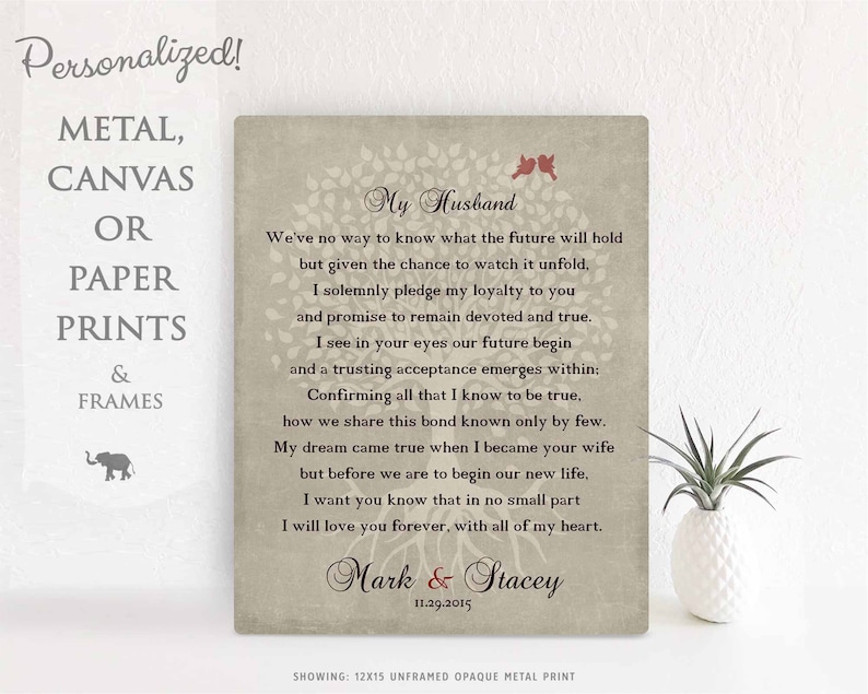 Gift for Husband on Wedding Day From Wife Pledge My Love Poem Etsy