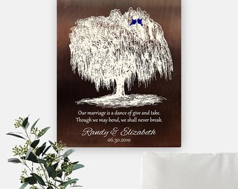 9th Anniversary Gift, Anniversary Couple Gift, Willow Anniversary Gift, 9 Years, Anniversary Commemoration, Personalized, Metal Plaque 1380