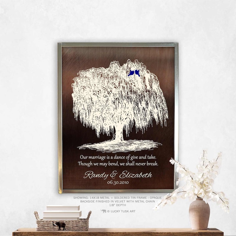 Willow Tree Anniversary Gift for 9 Year Anniversary Gift for Husband Bronze Anniversary Gift 9th Anniversary Canvas Art or Metal Plaque 1380 image 4
