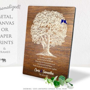 5 Year Anniversary Love Poem 5th Anniversary Gift Oak Tree Faux Wood Personalized Gift Custom Art Print on Paper Canvas or Metal 1369 image 9