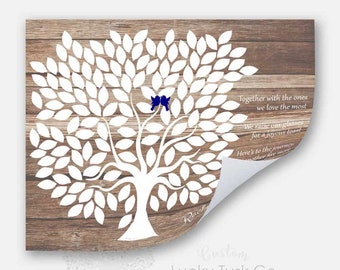 5 Year Anniversary Guest Book Alternative 75 - 200 Leaves For Signatures Gift of Wood Anniversary Guestbook Wedding Tree Gift #1827