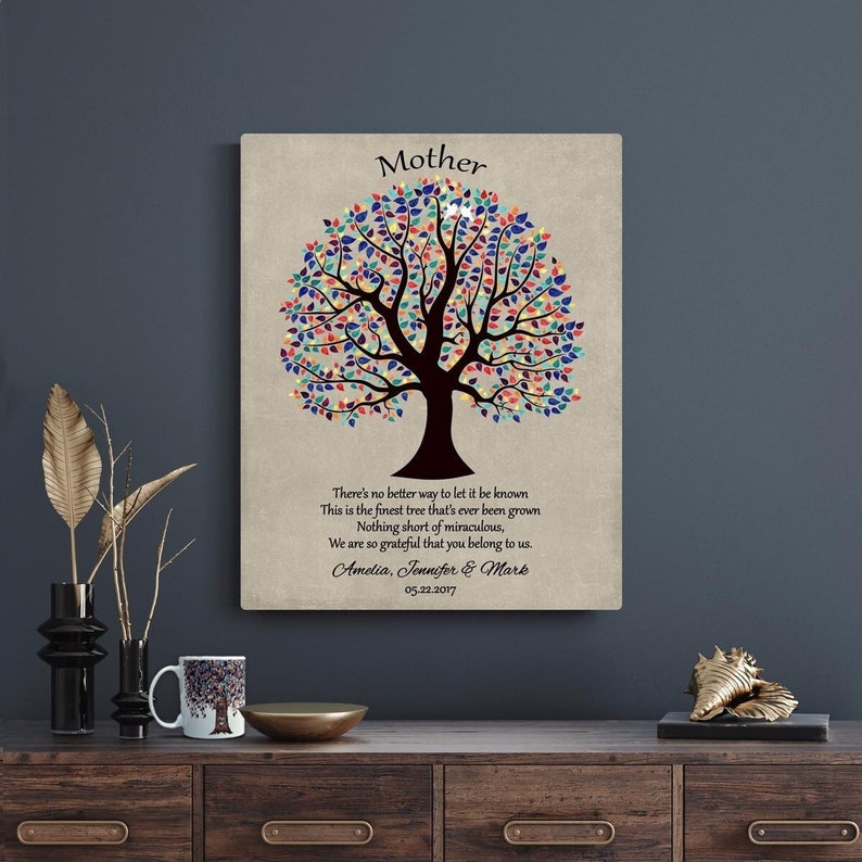 Personal Gift For Mom, Mom Family Tree, Giftful Mom Poem, Personal Gift for Parent, Gifted Plaque for Mom Custom Canvas or Metal Plaque 1461 image 1