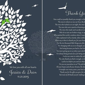 2 Piece Set Personalized Gift Thank You Poem Gift For Parents Wedding Day Gift Gift For Mom And Dad Custom Art Print LT-1161 image 5