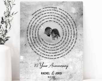 Wedding Song Sign, First Dance, Our Song, Lyrics, Personal Plaque, Tin Anniversary Gift, 10th Anniversary, Record Label, Metal Plaque 1905