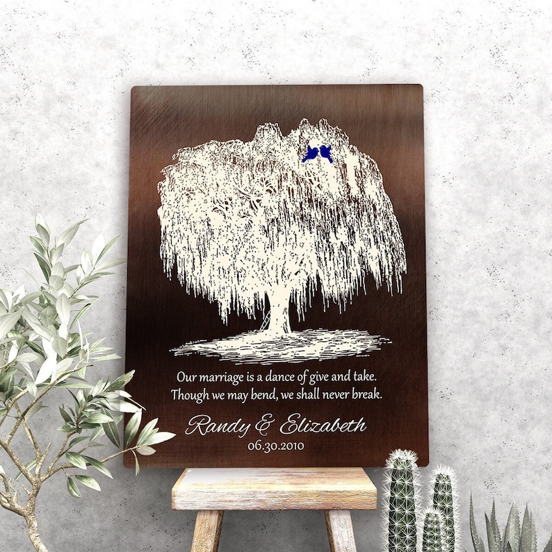 Willow Tree Anniversary Gift for 9 Year Anniversary Gift for Husband Bronze Anniversary Gift 9th Anniversary Canvas Art or Metal Plaque 1380 image 8