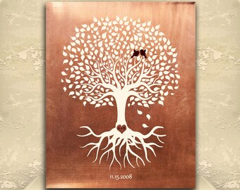 7 Year Anniversary, Personalized Gift, Minimalist, Copper Anniversary Gift, Tree with Roots, 22nd Anniversary Gift, Custom Art Print #1196