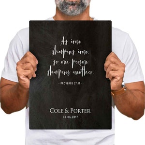 Iron Anniversary Gift Proverbs 27:17 6th Anniversary Gift for men As Iron Sharpens Iron Gift for Husband Personalized Metal Print 1926