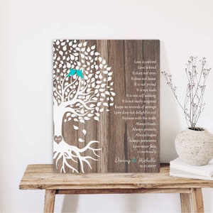 Corinthians on Wood 5th Anniversary Gift for Husband Wife Tree of Life Wedding Gift Wood Anniversary Love is Patient Canvas or Tin 1725 image 8