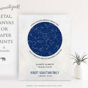 Baby Boy Gift Birth Announcement Personalized Gift New Baby Custom Star Map Celestial Map Night Sky Print Blue Nursery Decor #1741