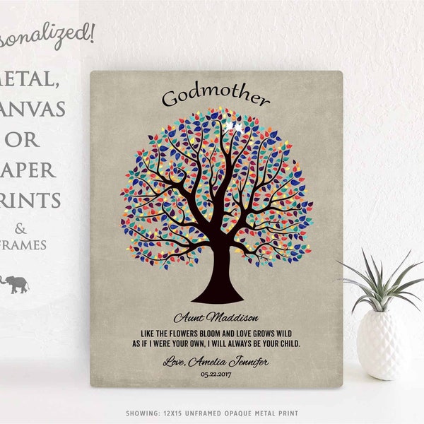 Gift For Godparent Godmother Gift Godfather Gift Personalized Baptism Communion Confirmation Custom Art Paper Canvas or Metal #1460