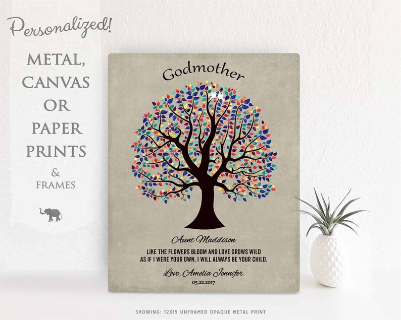 Gift For Godparent Godmother Gift Godfather Gift Personalized Baptism Communion Confirmation Custom Art Paper Canvas or Metal 1460 image 1