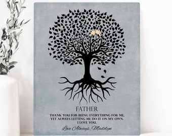 Gift for Dad Father's Day Gift Father Daughter Gift Family Tree Father Son Gift Daughter Personalized Canvas Paper or Metal Print 1113