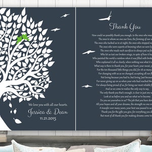 2 Piece Set Personalized Gift Thank You Poem Gift For Parents Wedding Day Gift Gift For Mom And Dad Custom Art Print LT-1161 image 1