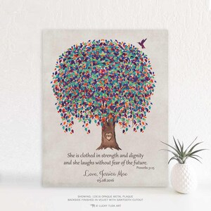 Proverbs 31 31:25 Gift for Women She is Clothed Gift for Her Willow Tree Christian Gift Personalized Canvas Paper or Metal Print 1227
