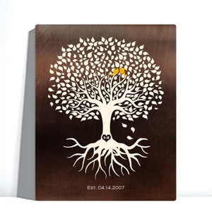 8th Anniversary Gift for Him Bronze Anniversary 19th Anniversary Gift for Couple Minimalist Tree Personalized Canvas Paper Metal 1391