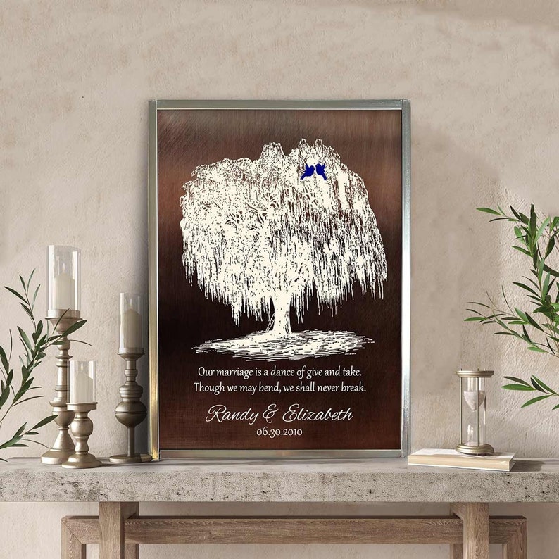 Willow Tree Anniversary Gift for 9 Year Anniversary Gift for Husband Bronze Anniversary Gift 9th Anniversary Canvas Art or Metal Plaque 1380 image 10