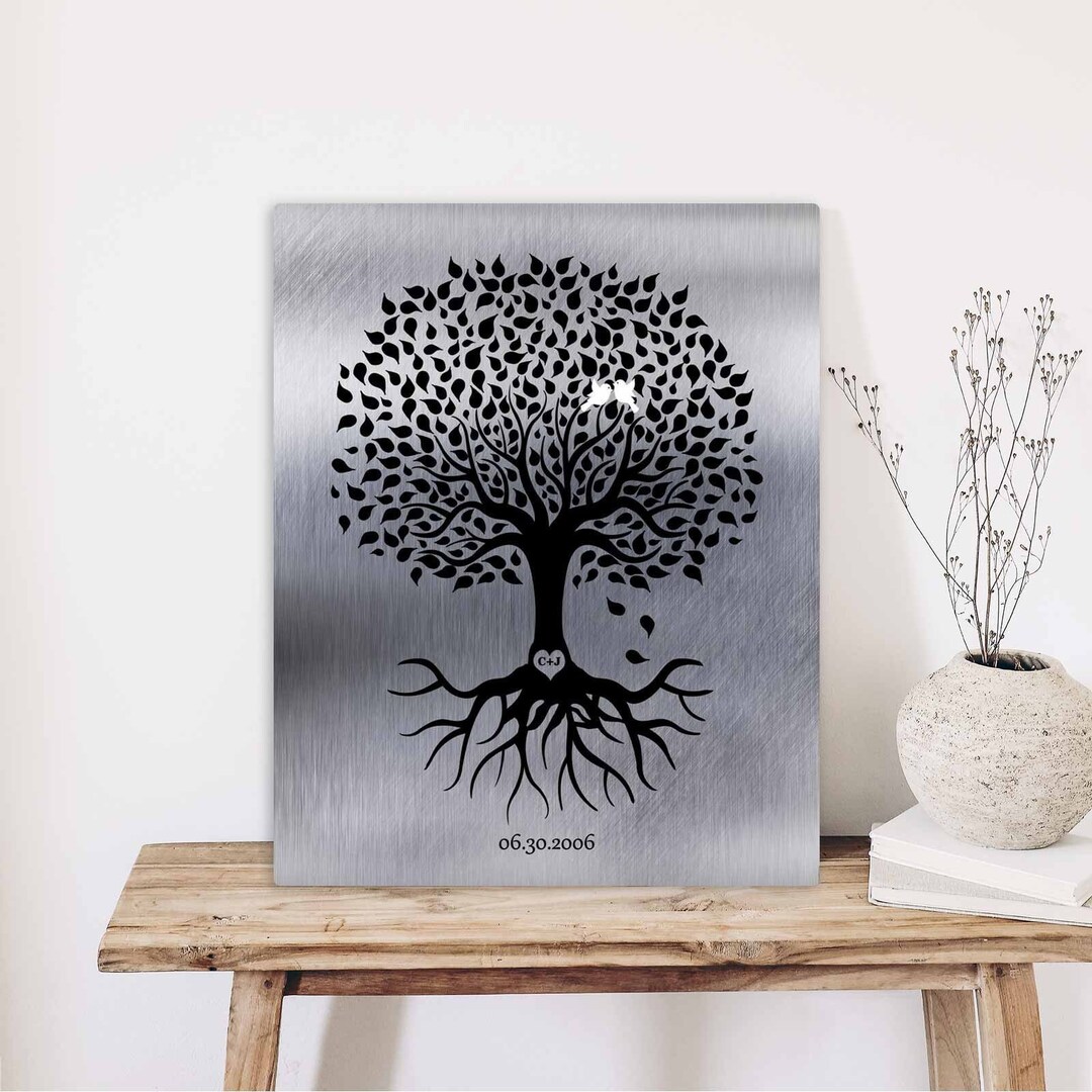Tin Anniversary 10th Anniversary Gift for Her Family Tree Roots on Tin