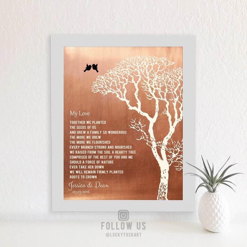 7th Anniversary Copper Gift Love Poem Wedding Vow Art Etsy