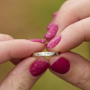 Sterling Silver Mini GPS Coordinates Stacking Ring