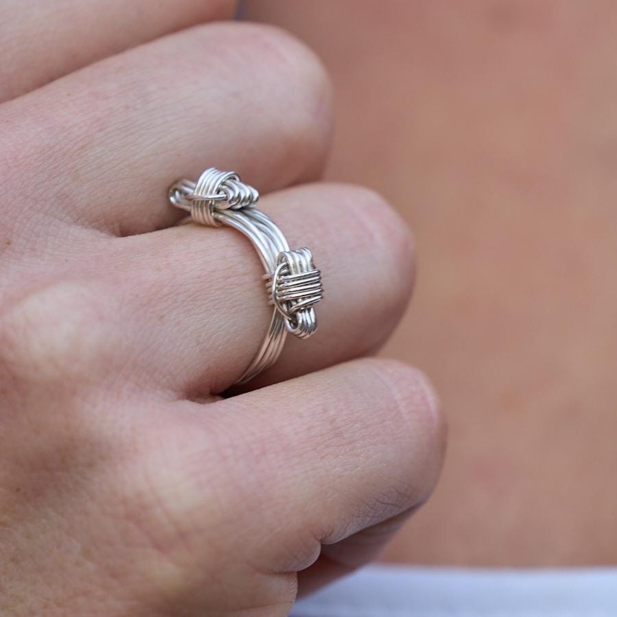Anillo de plata de ley inspirado en brazalete de pelo de elefante de dos nudos Etsy Espana